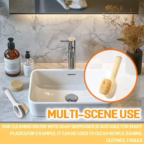 Soap Dispenser Scrub Shoe Brushes for Cleaning, Multi-Function Liquid Adding Soft Fur Cleaning Brush for Stains, Shoe Scrubber Brush,2 Pack