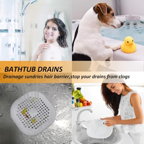 Hair Drain Catcher,Square Drain Cover for Shower Silicone Hair Stopper with Suction Cup,Easy to Install Suit for Bathroom,Bathtub,Kitchen 2 Pack (Grey White) - color: Grey White