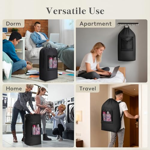 Lifewit Laundry Bag Backpack Travel, 90L, Black - color: Black, size: 90L