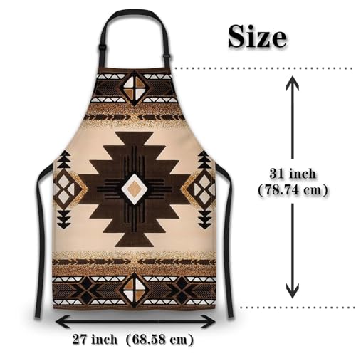 Kitchen Apron for Women American Southwest Aztec Mans Aprons for Grilling for Cooking Restaurant BBQ Painting Crafting Gardening 27” (W) x 31” (H), Waterproof Aprons - color: American Southwest Aztec