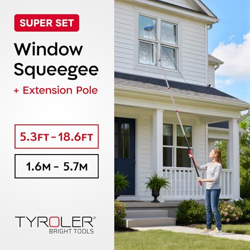 Tyroler Professional Window Squeegee with Extension Pole 6-19 ft - size: 18.6 feet
