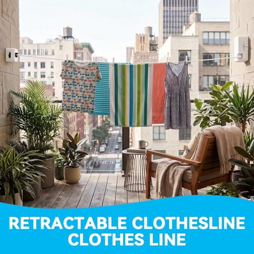 Retractable Clothesline Indoor Outdoor 20 FT, Heavy Duty Clothes Drying Laundry Line 304 Stainless Steel Line 55LB Load Slow Retract Drying Rope, Use in Apartment Balcony Laundry Room (9026W White) - color: 9026w White