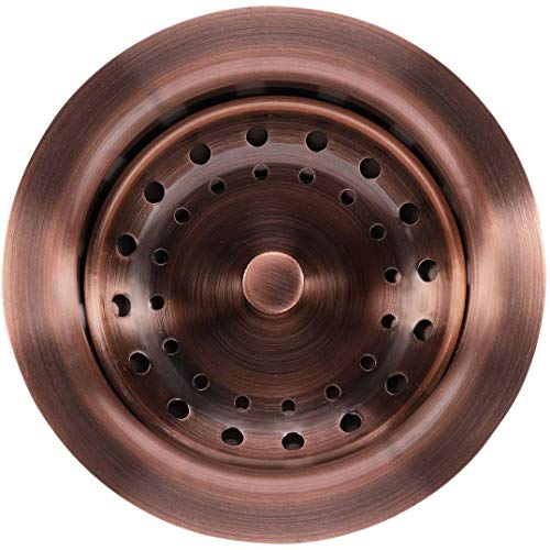 KONE 3-1/2 Inch Kitchen Sink Drain AC Assembly with Strainer Basket/Stopper, All Stainless Steel Antique Copper Durable and Rustproof - color: Antique Copper