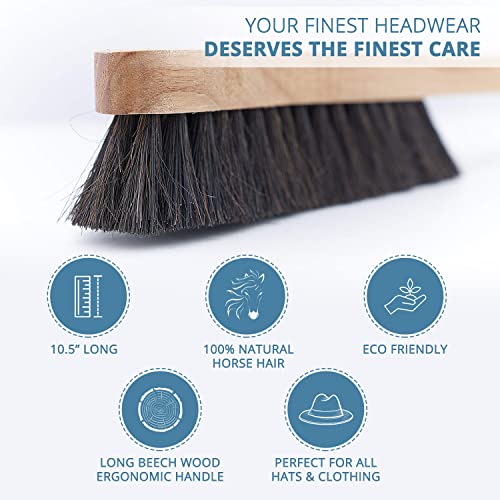 Fedora Hat Brush Lint Remover Duster Brushes for Felt Hats 100% Horse Hair (Black) Wood Brush - color: Beige