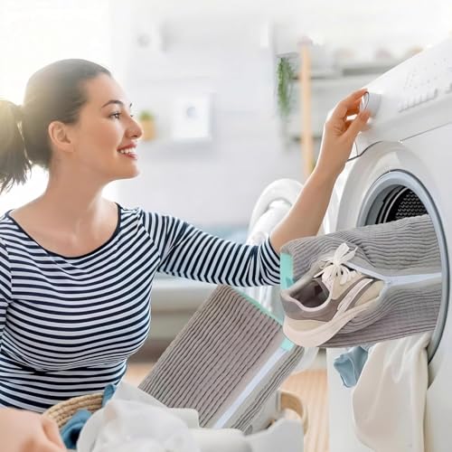 Shoe Washing Machine Bag, Thick Mesh Laundry Bag with Zipper Lock, Anti-Deformation Reusable Shoe Cleaner Bag for Sneakers Canvas Athletic Shoes 1-Pack Grey - color: Grey