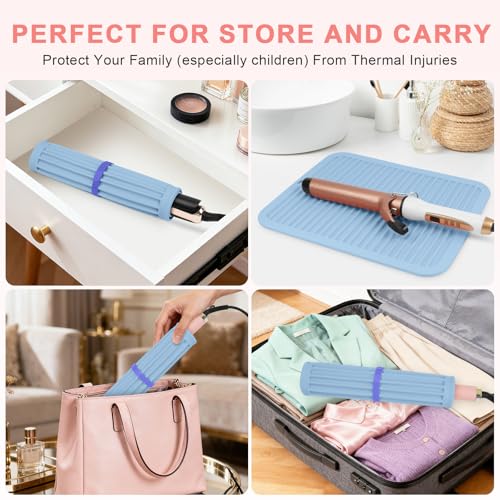 AMIJEAL Oversize Silicone Heat Resistant Mat for Hair Tools(14.2" x 11") - color: Blue