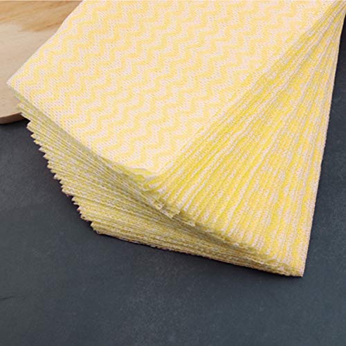 KMAKII 80 Count Reusable Cleaning Cloths for Kitchen, Heavy-Duty Absorbent Dish Wipes, Quick-Drying Multi-Purpose Dish Rags, 14 x 21 Inches, Yellow - color: Yellow