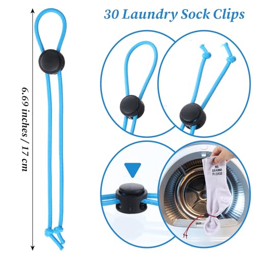 30 Pcs Sock Clips for Laundry Versatile Sock Holder & Sock Tie Clips for Washing Machine Keep Socks Together in Laundry with Adjustable Sock Laundry Clips Locks Your Socks