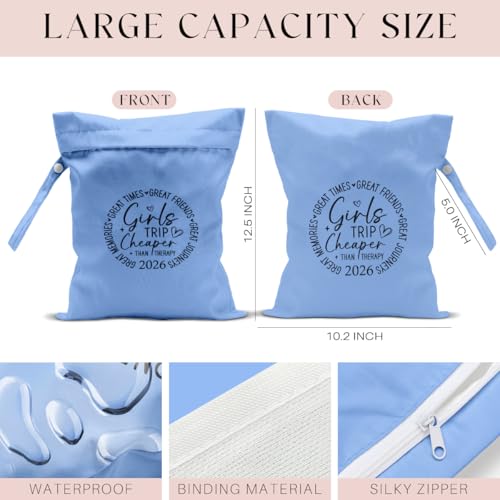 2Pcs Girls Trip Gifts Wet Dry Bag, Beach Bag Wet Bag Favors Aloha Bags, Sunscreen Bags Swimsuit Toiletry Travel Essentials For Women, For Beach Travel Laundry bags Dirty Diaper Swimsuit Gifts - color: 2Pcs. Purple & Blue
