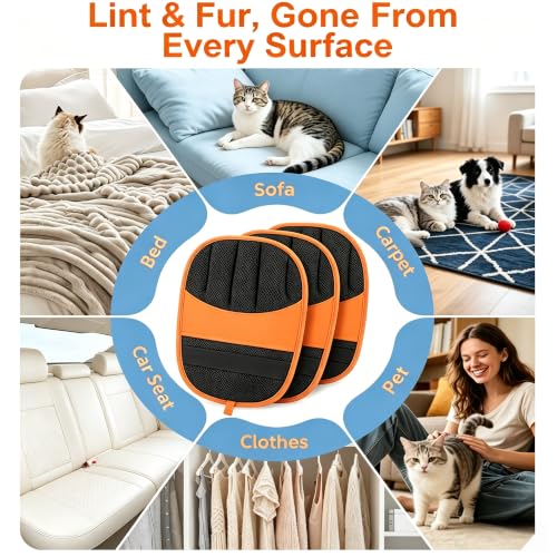 2 Pack Pet Hair Removal Gloves-Orange