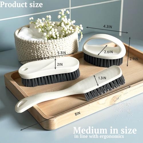 Scrub Brush for Cleaning - 3pcs Bathroom Scrubber Cleaning Brushes for Household Use Heavy Duty Small Nylon Brush,Shoe Cleaning Brush,Laundry Brush,Kitchen,Bathtub,Floor Brushes