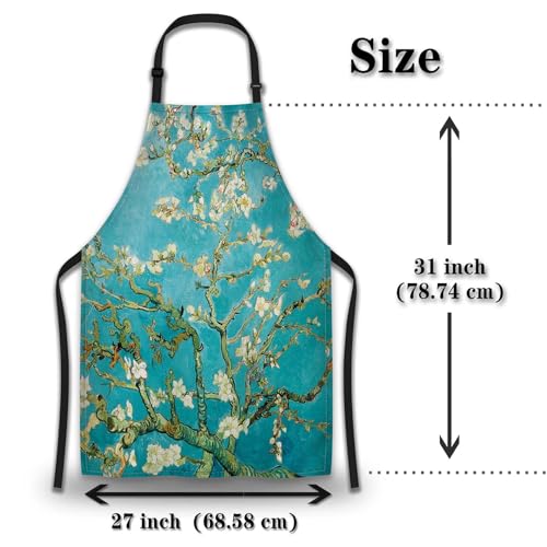 Kitchen Aprons for Men Almond Blossom Tree Women Apron for Cooking Restaurant BBQ Painting Crafting Gardening 27” (W) x 31” (H), Waterproof Aprons - color: Almond Blossom Tree