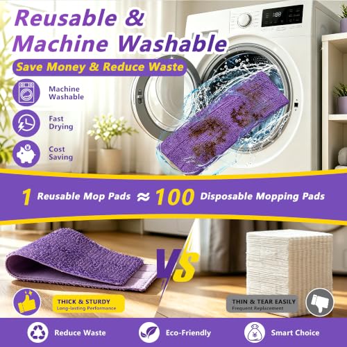FIXSMITH Power Mop Pads Compatible with Swiffer Power Mop, 4 Pack Reusable PowerMop Refills for 13"-15" Spray Mops, Microfiber Household Replacement Pad for Floor Cleaning - size: 4 Pack
