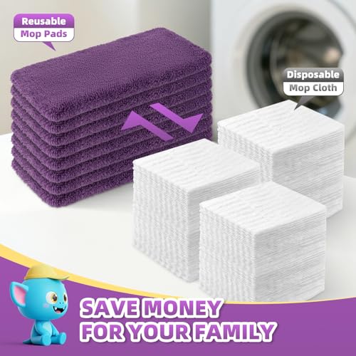 8 Pack Reusable Mop Pads for Swiffer, Microfiber Dry Sweeping Cloths - color: Purple