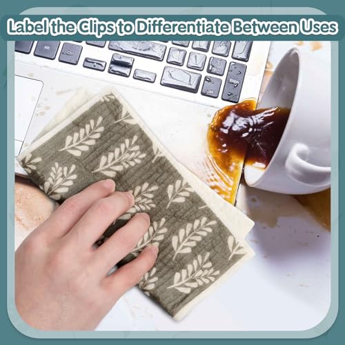 Lucomb 10 Pack Swedish Dishcloths Reusable- Cellulose Cotton Swedish Dish Towels Washable Kitchen Cloths with Hanging Clips, Reusable Paper Towels No Odor for Cleaning Dishes Home Decorative - color: Leaves Prints