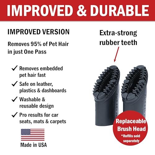 FUR-EEL PRO 2.0 Pet Hair Vacuum Attachment, Pet Hair Remover 2 Rubber Heads - color: Refill x6, Fang, Adapter