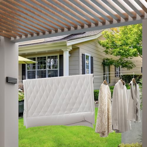 Retractable Clothesline Indoor, Non-Sagging Clothes line retracting Outdoor, Heavy Duty Wall Mounted Laundry Line Adjustable Stainless Steel for Laundryroom, Bathroom, 15.8 Feets Double Lines Black - style: Black