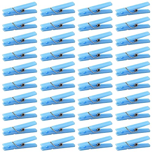 60Pcs Mini Clothespins for Baby Shower Games Boy Blue Clothes Pins 1.4 Inch - color: Blue