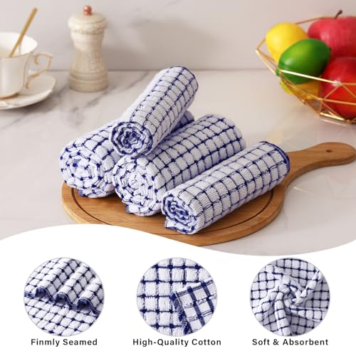Kitinjoy Cotton 12 Pack Terry Kitchen Dish Cloths, Blue - color: Blue, size: 12 X 12 - 12 Pack