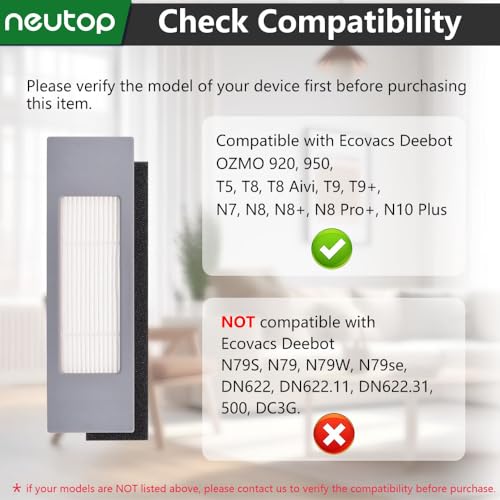 Filters for Ecovacs Deebot 920 950 T5 T8 T9 N7 N8 N10, 8-Pack - color: 8 Filter Sets