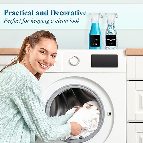 Laundry Detergent Dispenser Bottle 20oz with Waterproof Label for Laundry Detergent Soap Fabric Softener Bleach Scent Booster Beads, Sturdy PET Bottle for Laundry Room Decor 2 Pack black - color: 2 Pack 20oz-Black