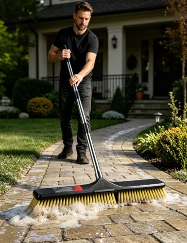 24" Push Broom with 55" Stainless Steel HandleMulti-Surface Floor Sweeper