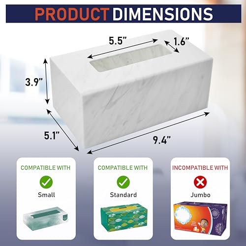 Acrylic Tissue Box Holder, Clear Dispenser for Facial Tissues, Napkins, and Dryer Sheets. Perfect for Bathrooms, Desks, Countertops, Vanities, Bedrooms, and Nightstands (Rectangle, Marble) - color: Marble, size: Rectangle