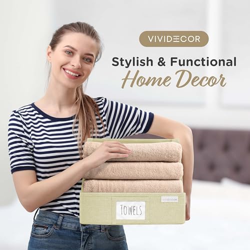VIVIDECOR Open Front Trapezoid Closet Bins, Closet Storage Organizer for Shelves-Light Beige - color: Light Beige