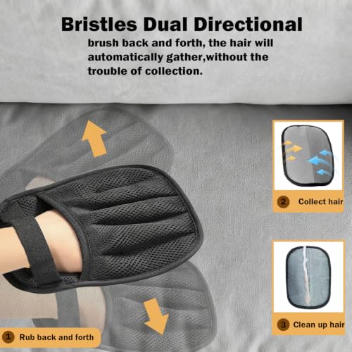 2Pcs Pet Hair Removal Glove with Electrostatic Technology, Pet Hair Gloves for Dogs and Cats, Washable Pet Hair Remover Tool for Sofas, Carpets, Car Seats and Bedding - color: 2pcs black