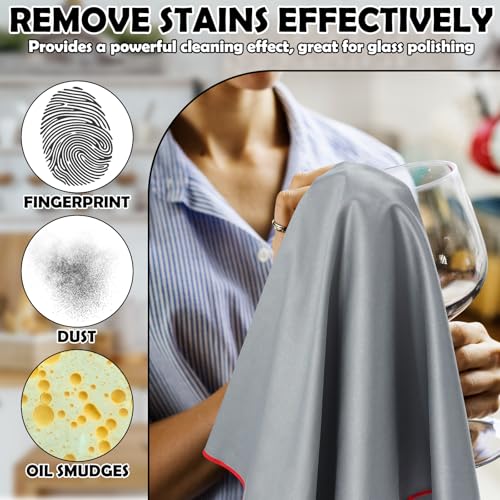 VitalCozy 6 Pcs Polishing Cloths for Wine Glass, Gray, White - color: Gray, White