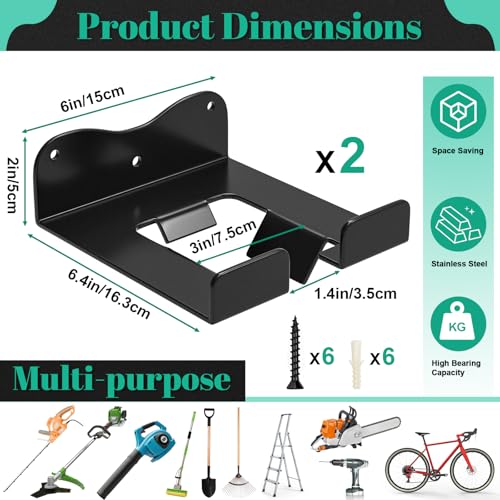 Weed Eater Hanger Garage Organizer Trimmer Rack, Weedeater Rack Wall Mount for Grass Trimmer, Garden Power Tool Holder Organizer for Grass Trimmer Hedge Trimmer (Black-2Pcs) - color: Black-2Pcs