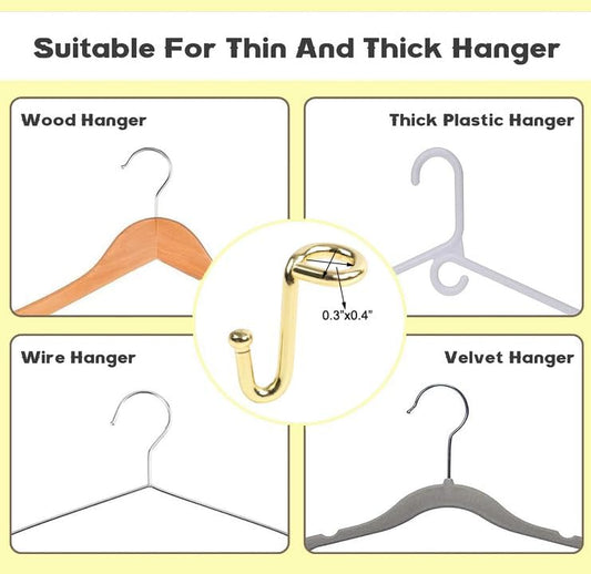 Clothes Hanger Connector Hooks, 36 Pack Gold Metal Cascading Extender Clips, Sturdy Mini Hanger Hooks for Velvet Hangers, Closet Space Saving Organizer