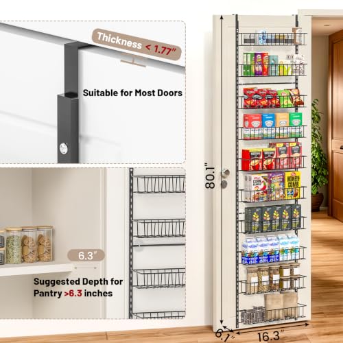 ElegantArray 10-Tier Pantry Door Organizer, Black - color: Black, size: 10-Tier