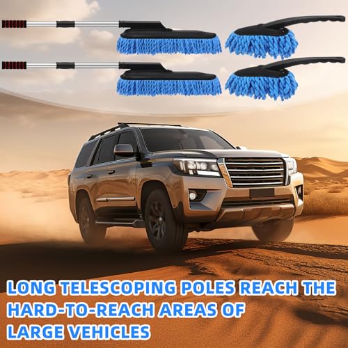 Tanlade 4 Pack Microfiber Car Duster Exterior Scratch Free, Blue - color: Blue