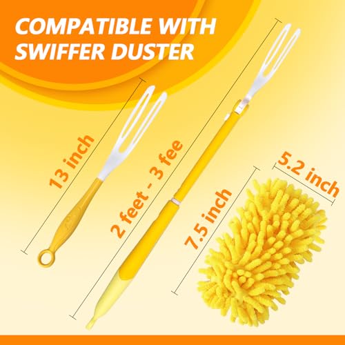 Reusable Chenille Duster Refill Compatible with Swiffer Duster - color: 2 Pack(yellow)