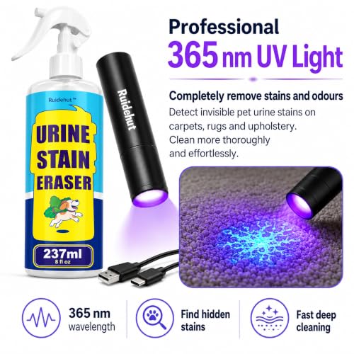 Stain & Odor Remover + Pet Urine Detector Kit, 8 fl oz - size: 8 fl oz (Includes UV Light)