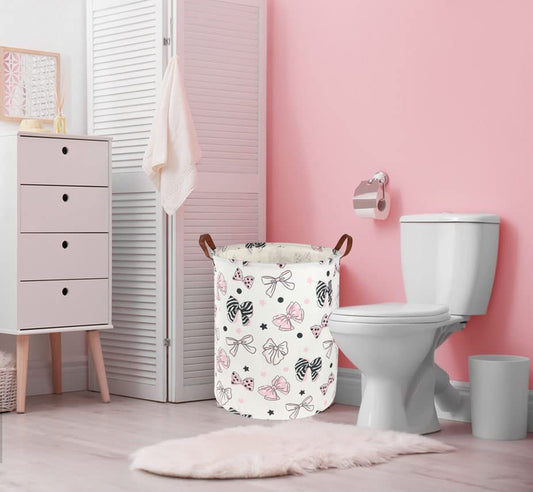 ESSME Pink Hamper,Pink Laundry Hamper,Girls Laundry Hamper, Cute Storage Bin for Room Decor,Gift Baskets,Home Organizer(Bowknot) - color: Bowknot