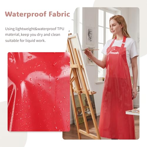 Nanxson TPU Waterproof Apron Lightweight Work Apron with Adjustable Buckle - color: Red