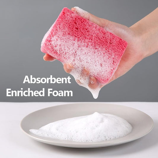 24 - Pack Non-Scratch Scrub Sponges - Sponges for Dishes and Washing Dishes, Cleaning Sponges for Kitchen Home and More(Pink) - color: Pink, size: 24 - Pack