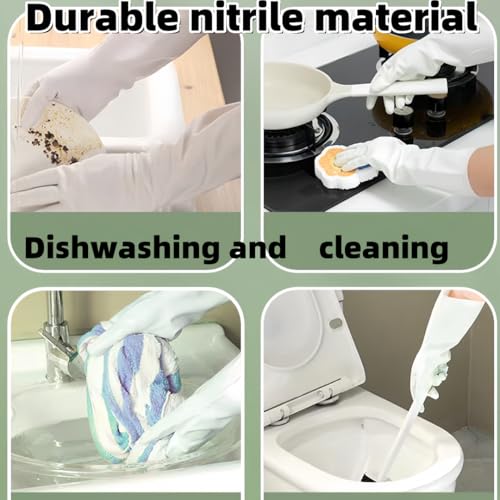 18inch Long White Nitrile Gloves Reusable Household Cleaning - size: Small