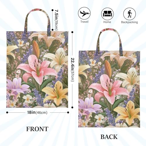 Travel Laundry Bags 2 PC Wet Dry Bag with Handle Dirty Clothes Organizer for Swimsuits Beach Camping Waterproof Washable Lilies Lavender Purple - color: Lilies Lavender Purple