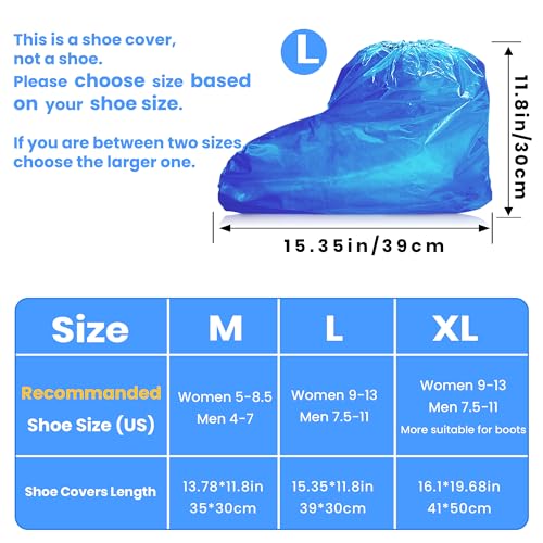 10 Pairs Disposable Waterproof Shoe Covers for Rain - Plastic Rain Shoe Covers - Non-Slip Indoor Outdoor Rain Cover for Shoes,Plastic Overshoes for Men Women -Water Proof Boot Protector – Blue-L - color: L(women 9-13, Men 7.5-11)-blue