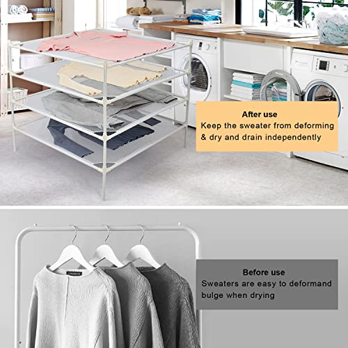 4-Layer Mesh Sweater & Clothes Drying Rack Indoor Outdoor White - size: 4-Layer