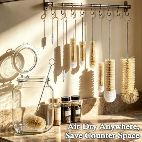 9 Pieces Bottle Brush Set - Long Water Bottle and Straw Brush Cleaning Set