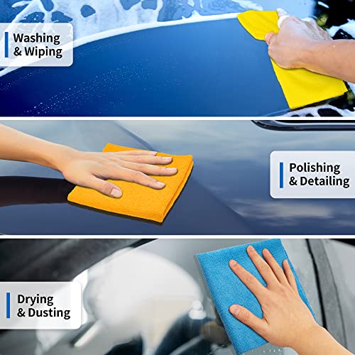 Microfiber Cleaning Cloth, 100 Pack Cleaning Rags Microfiber Towel Bulk Absorbent Lint-Free Wash Cloths, All-Purpose Shop Towels for Cars, Automotive, Garage, Home & Kitchen 11.5"*11.5" - color: Blue, style: 100 Pack
