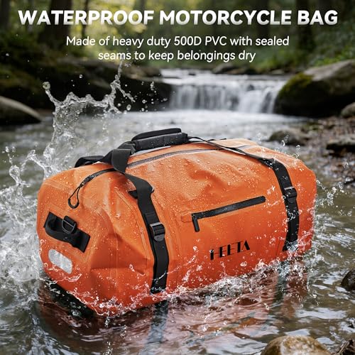 HEETA Waterproof Motorcycle Dry Bag Duffel Luggage Travel Bags, Orange 50L - color: Orange, size: 50L