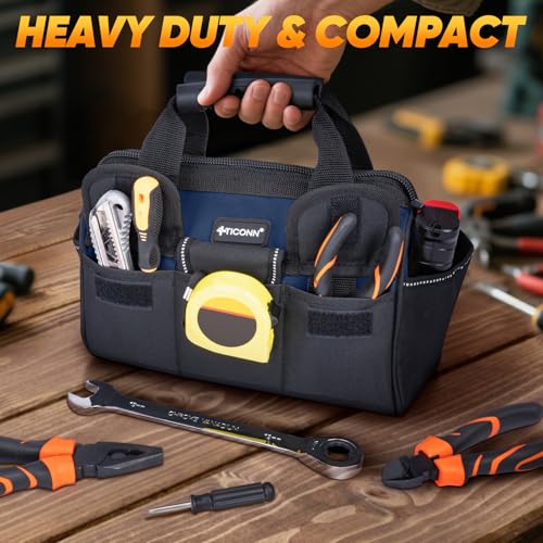 TICONN Heavy Duty Tool Bag Organizer, Portable Tool Box with Shoulder Strap - color: Blue, size: 12" Standard Base