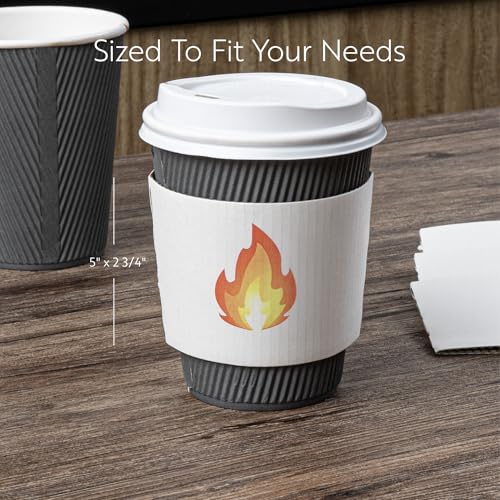 Restaurantware White Paper Fire Emoji Coffee Cup Sleeve, 50 Pack - color: White, size: Fire