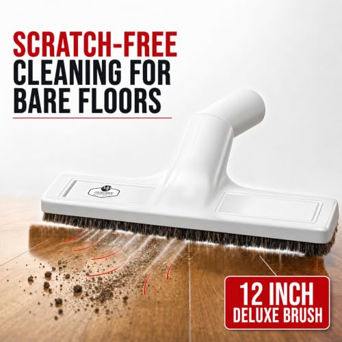 MP Maresh Products Soft Touch Deluxe Vacuum Cleaner Brush Attachment, Horse Hair Bristles for Hardwood & Wall Cleaning, Fits 1 1/4 Inch Vacuums Rigid Nozzle Dust Collector Pet Hair - Gray, 12 inch - size: 12 Inch with Wheels Gray
