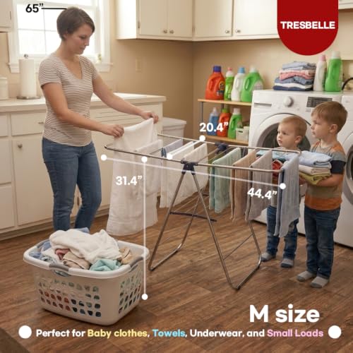 TRESBELLE Stainless Steel Clothes Drying Rack,Foldable Laundry Dryer,Size M - size: Medium
